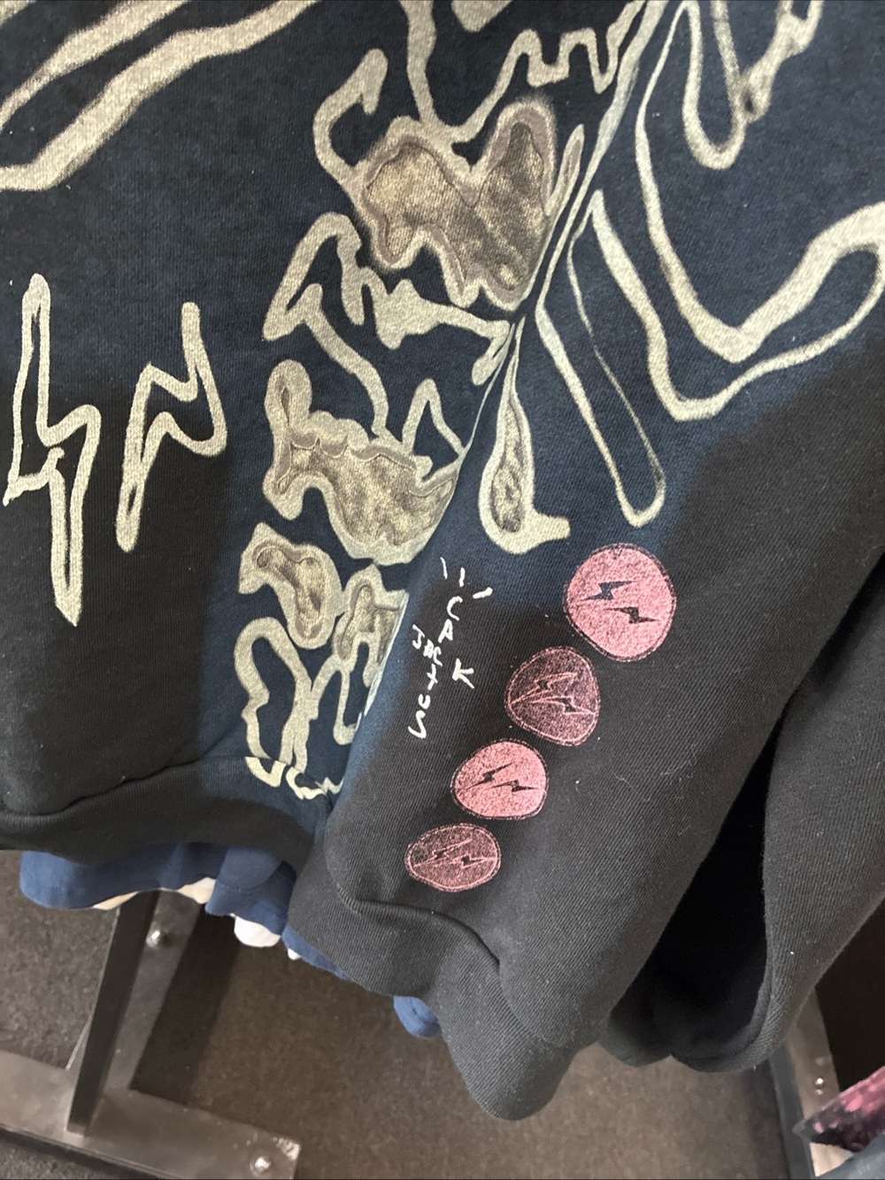 Travis Scott x Cactus Jack Fragment Skeleton Graffiti Full Zip Up Hoodie SZ M - Picture 8 of 16